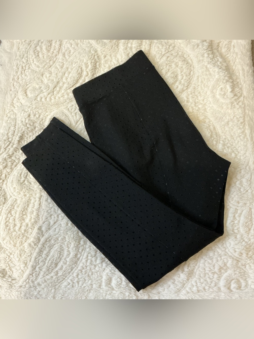 Old Navy Stevie Black Perforated Slim Pants Sz L